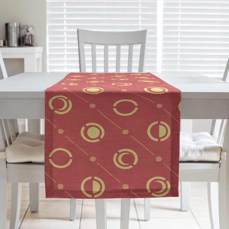 Classic Moon Phases Table Runner, 16" x 72", Red/Yellow