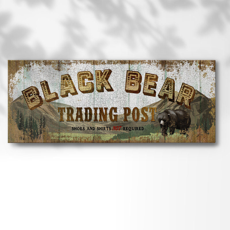 Black Bear Trading Post sur impression sur toile, H 8 po x l 20 po x P 1,5 po