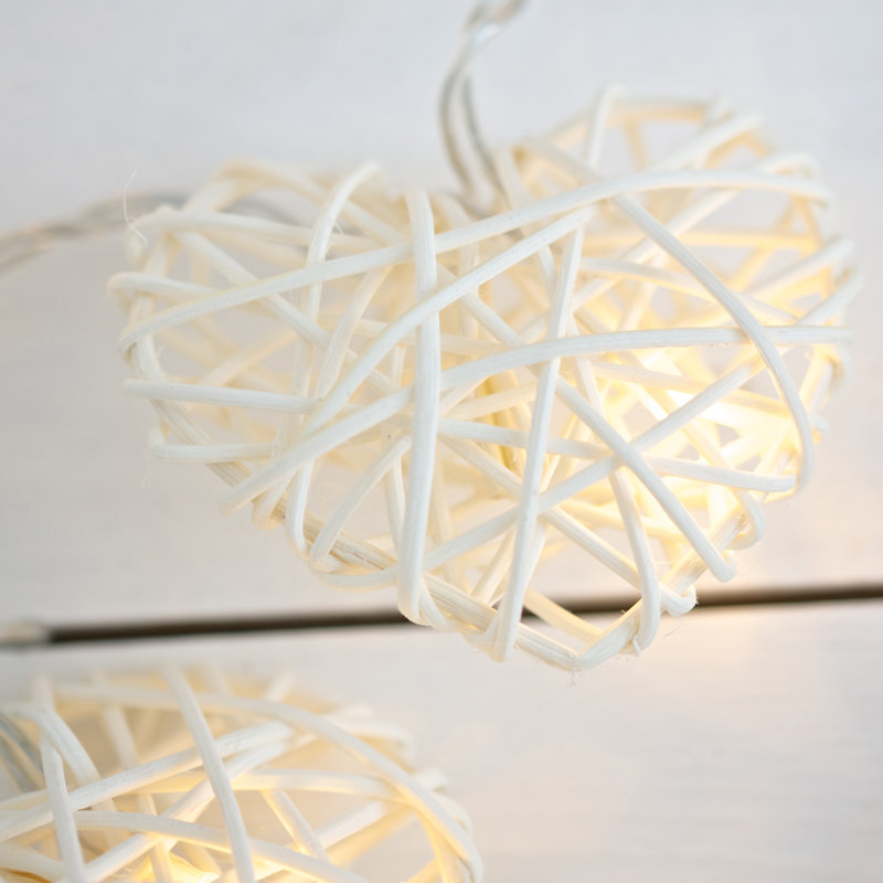 Marchmont LED Wicker Hearts String Light, 20 Lamps - 5 Metre Long