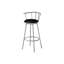 2 tabourets de bar modernes, pivotants, structure en métal gris, coussin de siège en cuir noir, design contemporain, base, siège, tendance