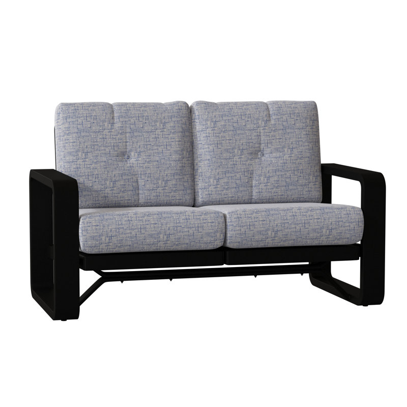 Vale 60.5'' Wide Aluminum Loveseat with Cushions, Textured Black, Pique Gravel Sunbrella®
