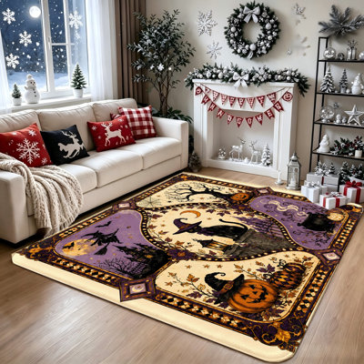 Tapis antidérapant d'Halloween, motif citrouille de sorcière, tapis d'intérieur pour salon, chambre à coucher, cuisine, décoration intérieure, décorations d'Halloween, vibrations effrayantes, décoration intérieure unique, décoration de chambre