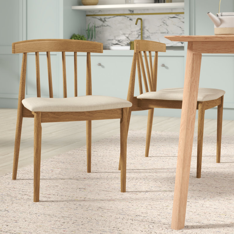 Chantilly 47cm H Polyester Blend Upholstered Slat Back Parsons Chair, Natural/Beige