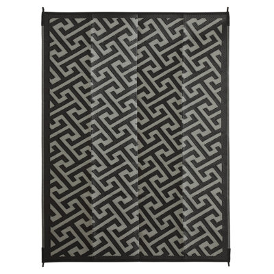 Beige/Black Outdoor/Indoor Area Rug