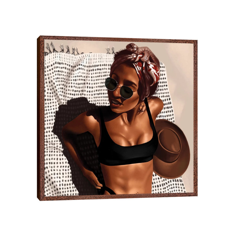 Marks In The Sand IV by Teodora Jelenic - Painting on Canvas, Classic Brown Wood Framed, 66.04 cm H x 66.04 cm W