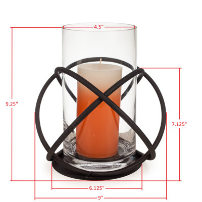 Tabletop Metal and Glass Hurricane Candle Holder
