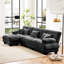 Canapé modulaire surdimensionné en chenille surdimensionné en L gris surdimensionné à 3 places, canapé-lit avec coussins décoratifs et coussins de taille, traversin confortable et convertible pour salon