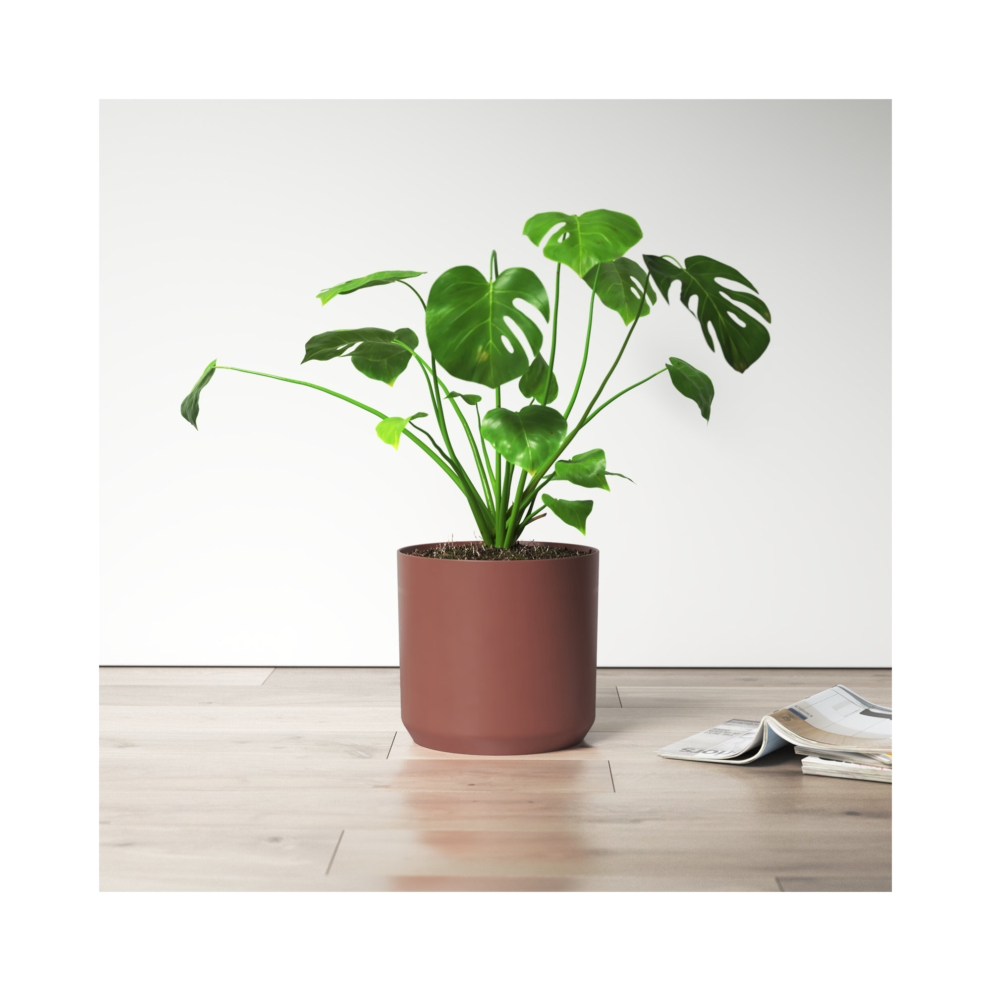 Parsons Handmade Ceramic Pot Planter, Brown, 10" H x 10.75" W x 10.75" D
