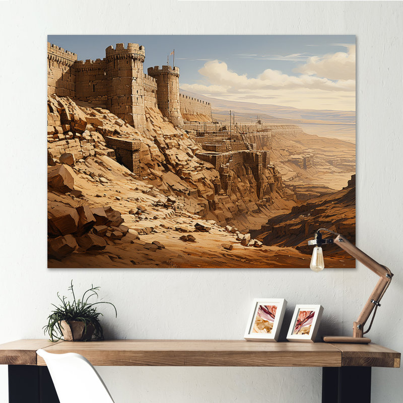 «Abstract Judaism Masada Fortress Mystery I», reproduction sur toile, H 34 po x l 44 po x P 1,5 po, Toile tendue