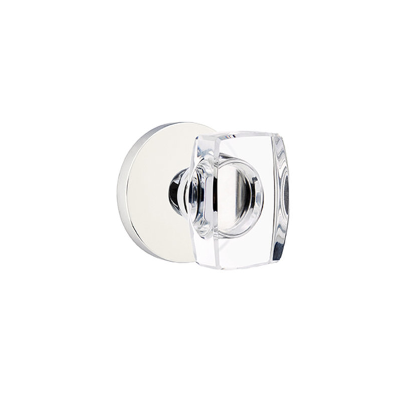 Privacy Windsor Crystal Knob with Disk Rose, Polished Chrome