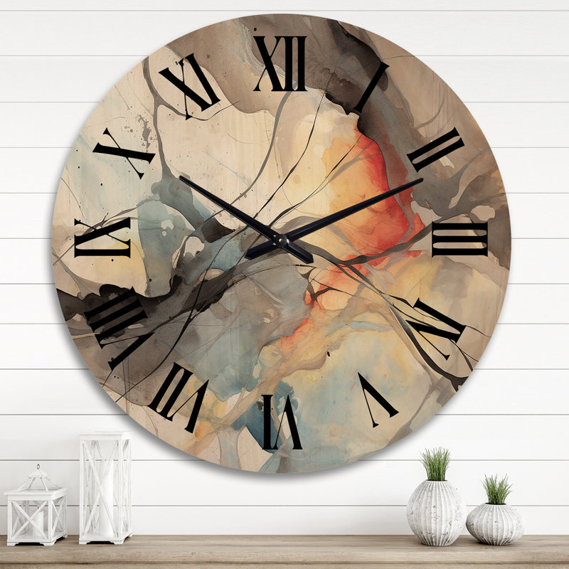 Horloge murale en bois massif Whitbourne, Très grand