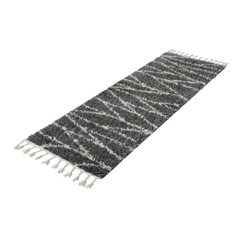 Ananya Striped Gray Area Rug, Runner 2' x 6'