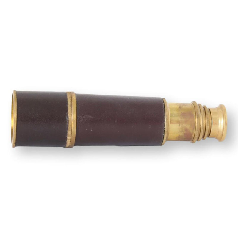 Télescope antique en cuir anglais enveloppé et laiton