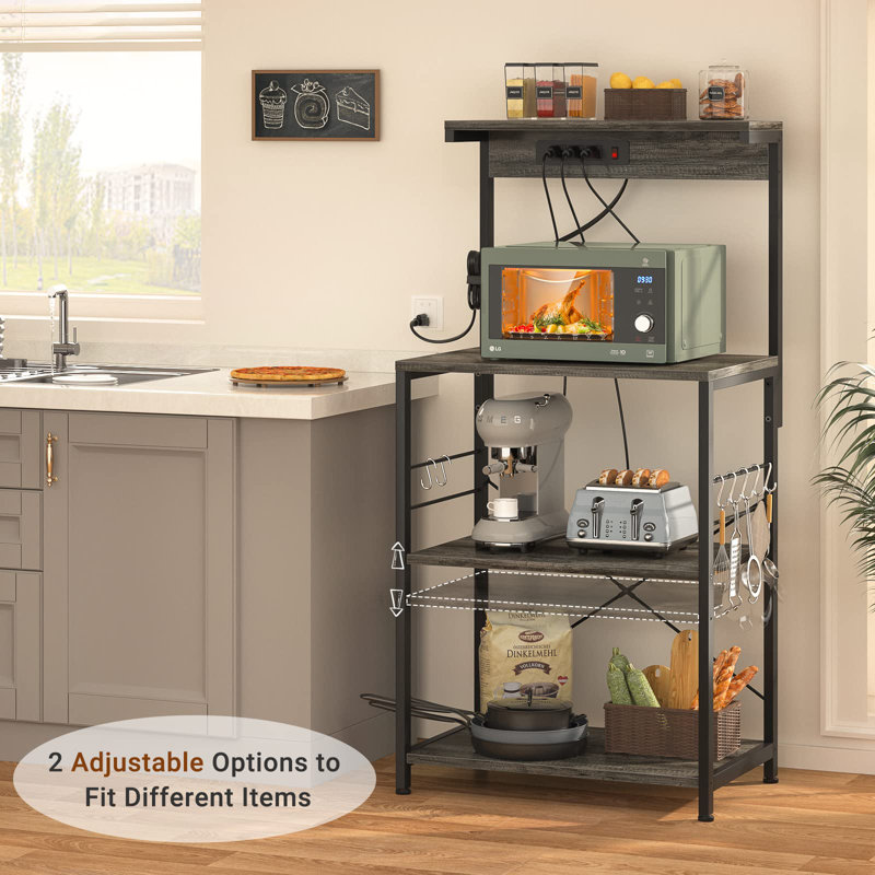 Étagère de boulanger standard en acier inoxydable de 22,4 po avec compatibilité micro-ondes, Chêne noir