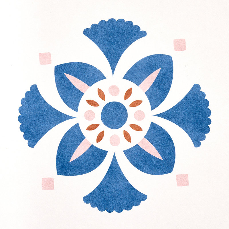 Willard House Stencil Wallpaper, Blue