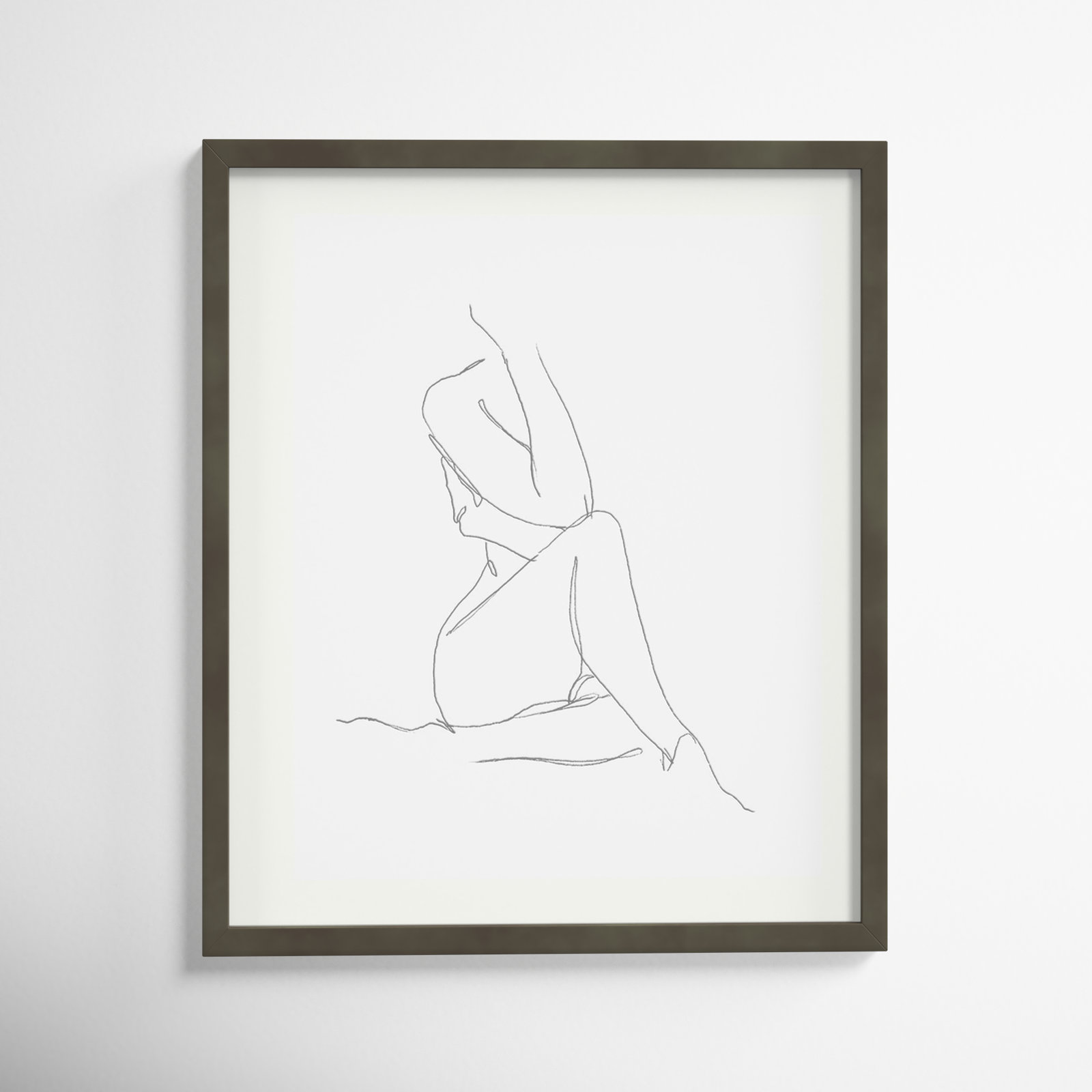 Nude Contour Sketch I by Ethan Harper, Gray Framed Paper, 25" H x 21" W
