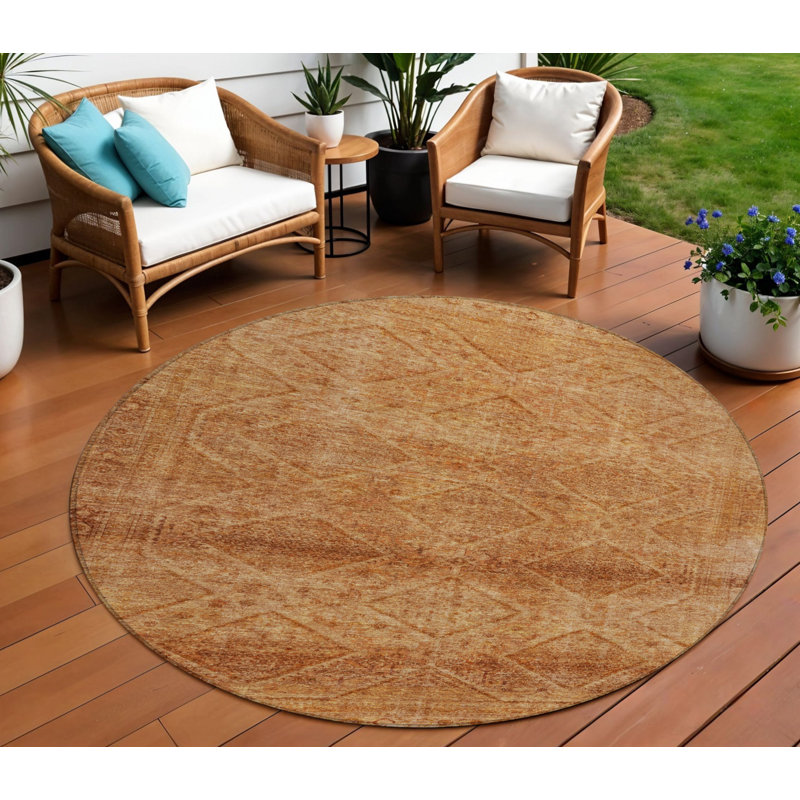 Tapis rond lavable intérieur / extérieur ivoire 8 pi