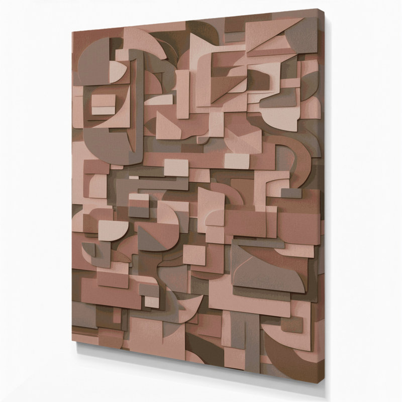 "Abstract Shapes" 82, art mural sur toile brune, H 14 po x l 11 po