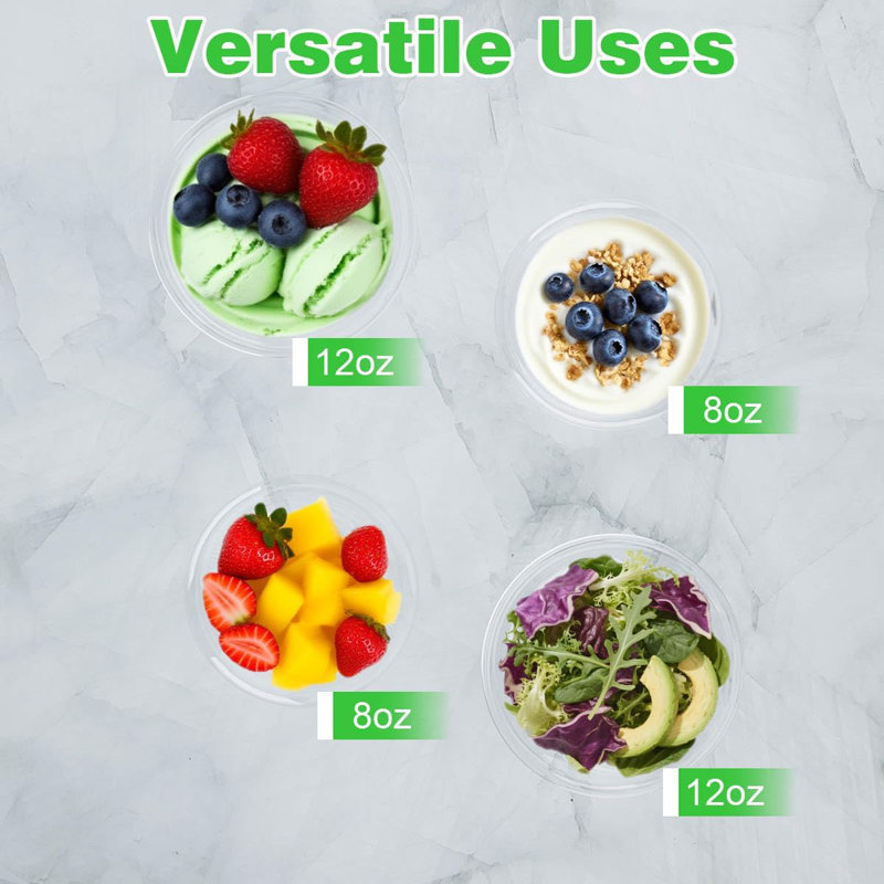 Paquet de 100 petits bols en plastique transparent, bols à salade jetables 12 oz, bol jetable