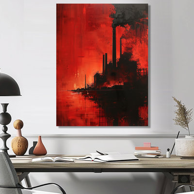 Rouge et noir Polution Industrial Power Plant I - Power Plants Wall Art Living Room