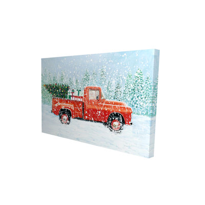 Christmas Tree Truck - Living Room Red Canvas Home Decor