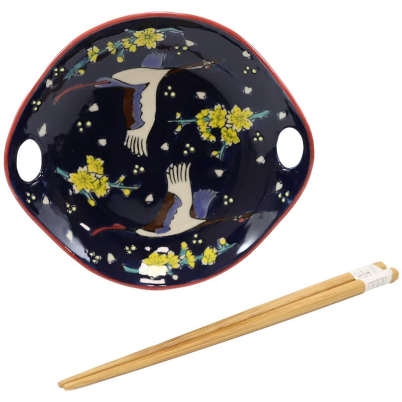 Grue blanche en apéritif ciel de minuit, assiette de service, assiette coupée avec baguettes et ensemble de repos intégré, petit bol plat pour assiettes à hors-d'œuvre (2)