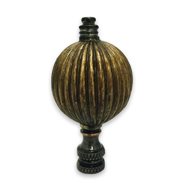 Balloon Shaped Lamp Finial, Antique Brass