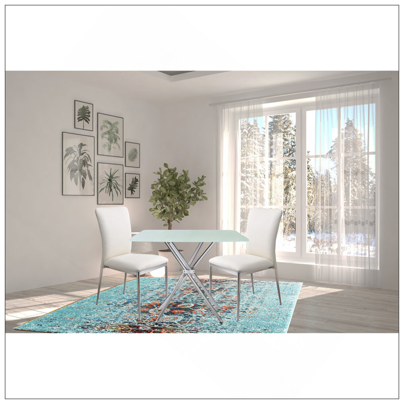 Table carrée 36 "en verre trempé givré