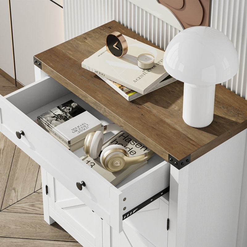 29.9'' Sideboard, Brown/White