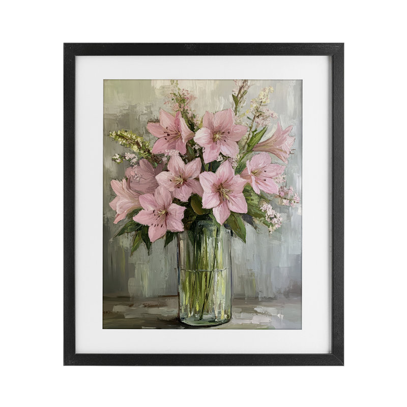 «Lily», impression florale encadrée sous verre, par Petal Prints Design, H 21 po x l 17 po, Cadre noir minuit