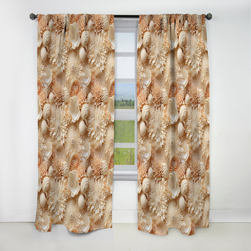 Seashell - Motif tropical en dentelle - Rideau floral - Rideau occultant floral - 1 panneau, L 52 po x L 84 po
