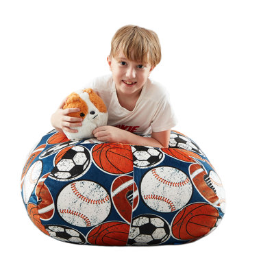 32" Stuffed Animal Storage Bean Bag Cover For Bedroom