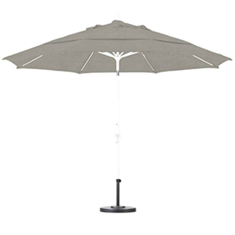 Parasol de marché 11 pi Brent, Sunbrella® à tissage uni palette colombe, H 110,5 po x l 132 po x P 132 po, Gris martelé