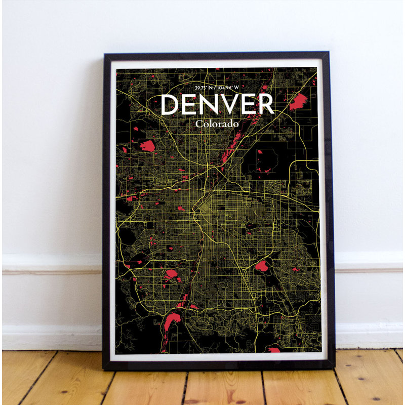 Denver City Map - No Frame Print, 50.8cm H x 40.6cm W x 0.1cm D