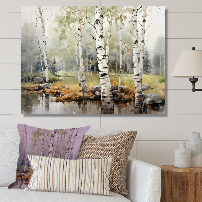 «Green Birch Wood Beauty I - Tree Birch», reproduction sur toile encadrée, H 30 po x l 40 po x P 1,5 po, Toile tendue