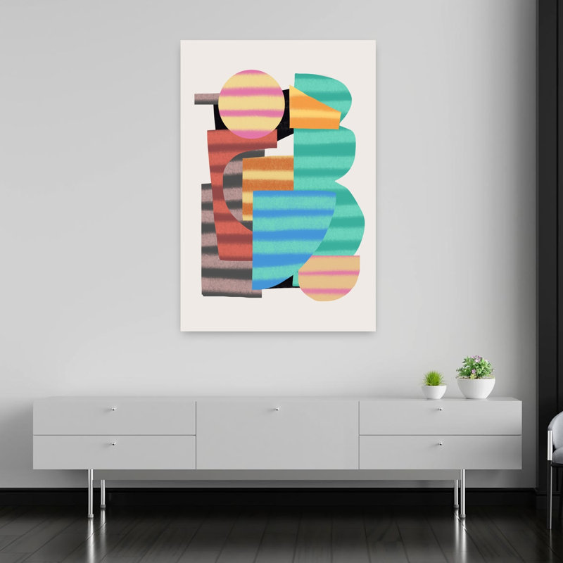 Colorful Abstract Shapes Abstract Modern Retro Wall Art Print, 152.4cm H x 101.6cm W