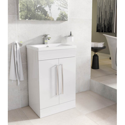 515mm Single Bathroom Vanity with Semi-Recessed Ceramic Basin
