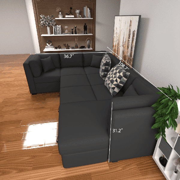 Latitude Run® 108.6" U-shaped Sectional Sofa With A Pull-out Sofa Bed ...
