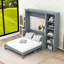 Lit escamotable en bois avec tablettes de rangement et bureau-2036453785-2036453786