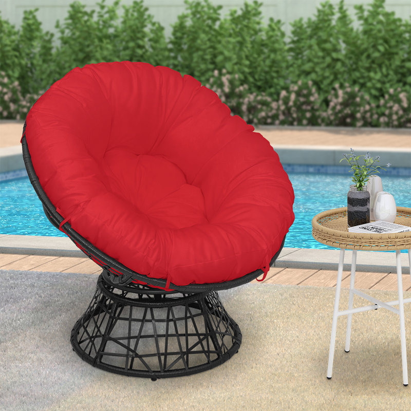 Charleah Swivel Wicker Outdoor Lounge Chair, Red