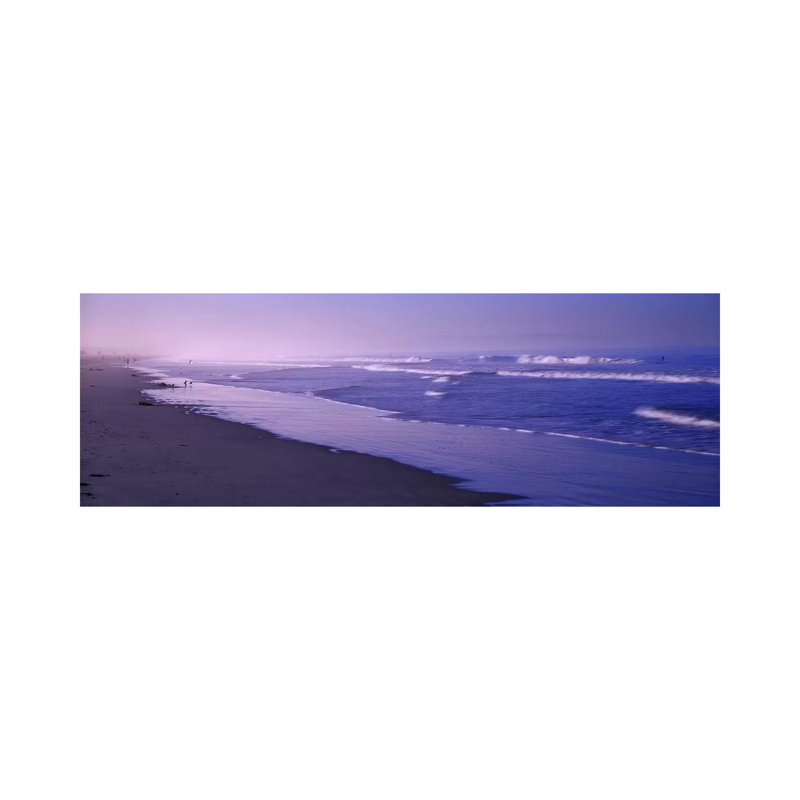 Surf On The Beach, Santa Monica, Los Angeles County, California, USA - Wrapped Canvas Panoramic Print