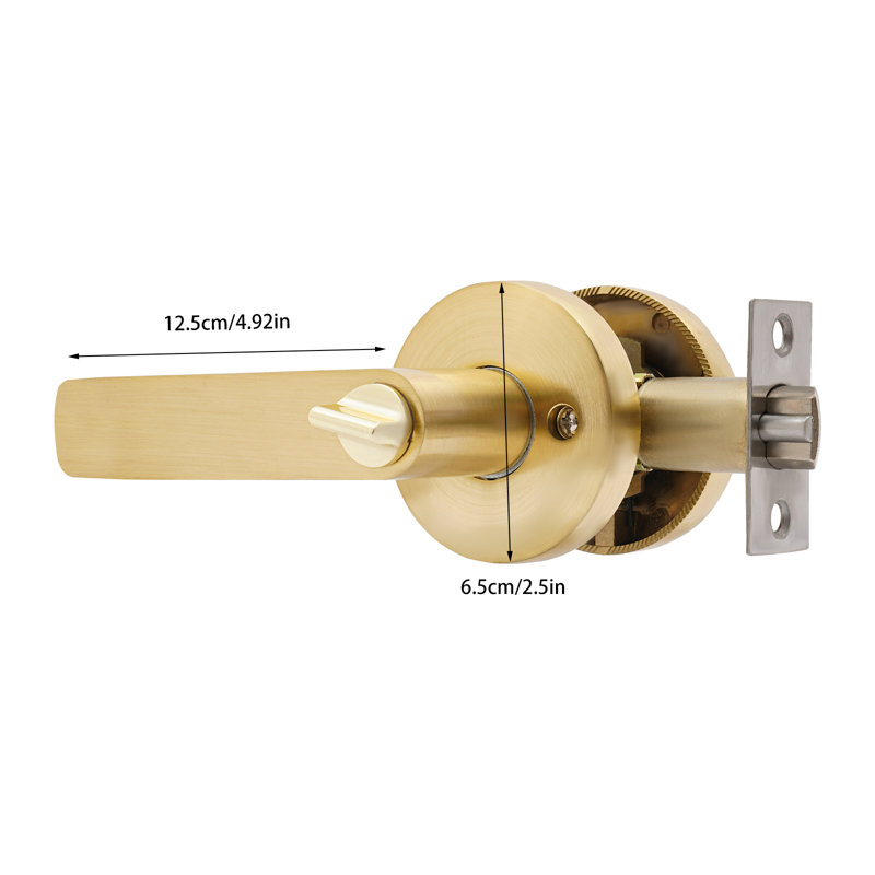 2 pièces de leviers de porte robustes avec clés, Or