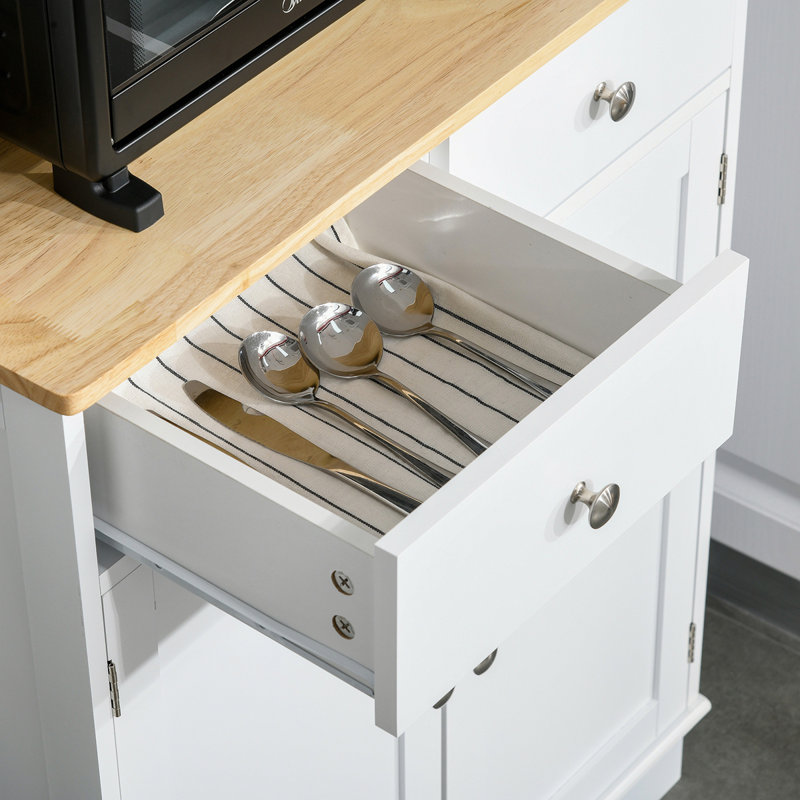 Buffet de cuisine autoportant de 67 po avec huche, garde-manger avec support à micro-ondes, tablette réglable, 2 tiroirs, blanc HOMcom