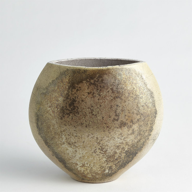 Vase rond doré Golden Raku