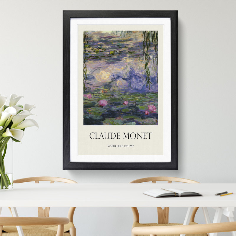 Water Lilies Lily Pond Vol.11 by Claude Monet - Picture Frame Art Prints, Black Framed, 48cm H x 36cm W x 2cm D