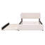 Grand lit plateforme tapissier avec lit gigogne simple TG - molleton beige pour une ambiance de chambre à coucher apaisante-364242417