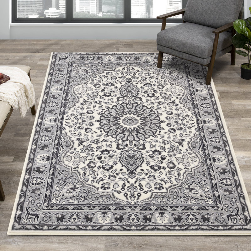 Clotene Oriental Grey Black White Area Rug