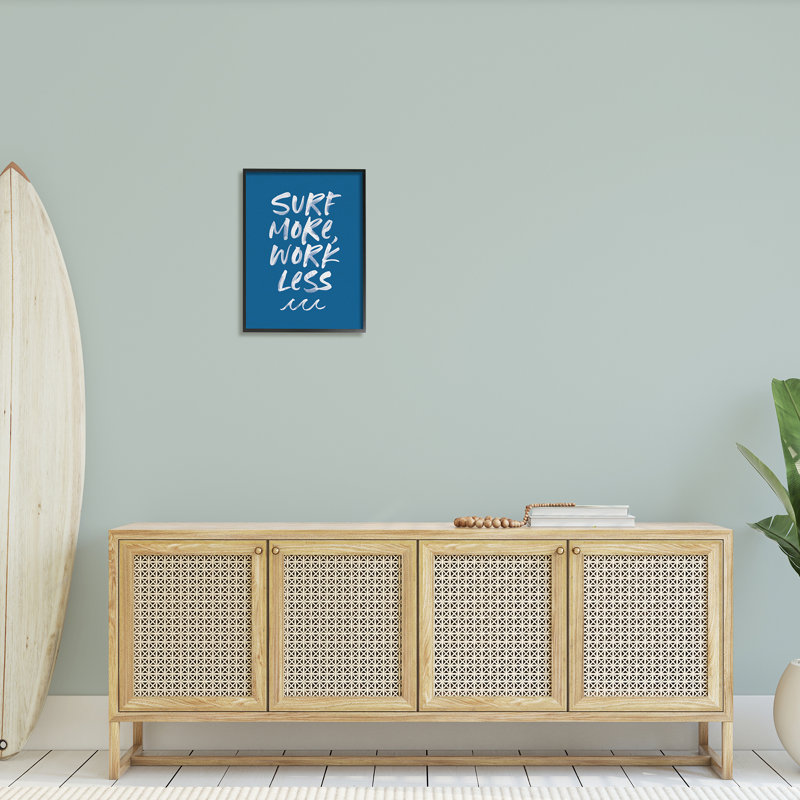«Surf More Work Less Nautical Expression Ocean Waves» par Wild Apple Portfolio - Art textuel, H 20 po x l 16 po x P 1,5 po