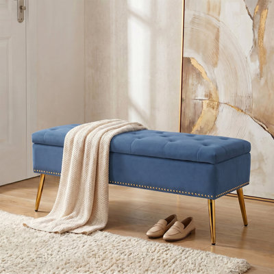 Banc de rangement rembourré en velours Kajana