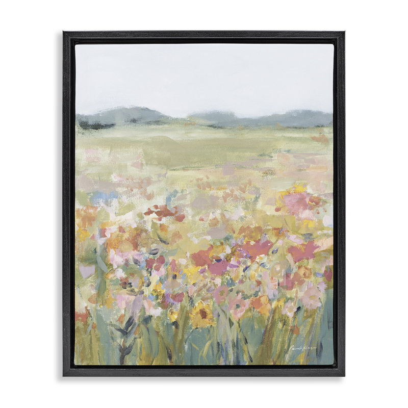 «Soft Wildflower Meadow» par Pamela Munger, Cadre flottant noir de jais, H 21 po x l 17 po
